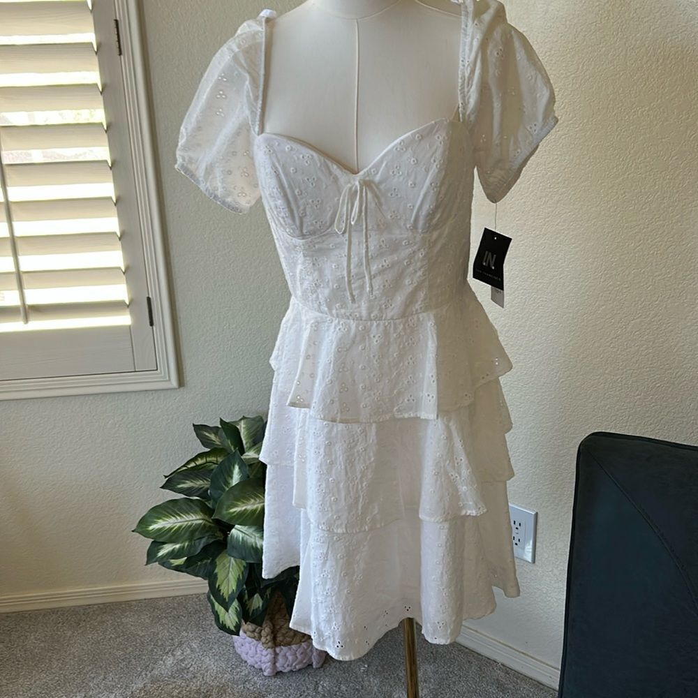 I.N. San Francisco Ivory Eyelet Dress, size Medium, NWT